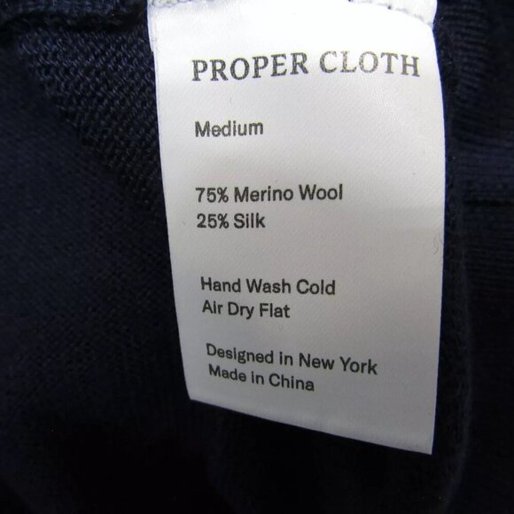 NEW PROSPER CLOTH Mens Merino Wool and Silk Crewneck Sweater Sz M Midnight Blue - Picture 8 of 10